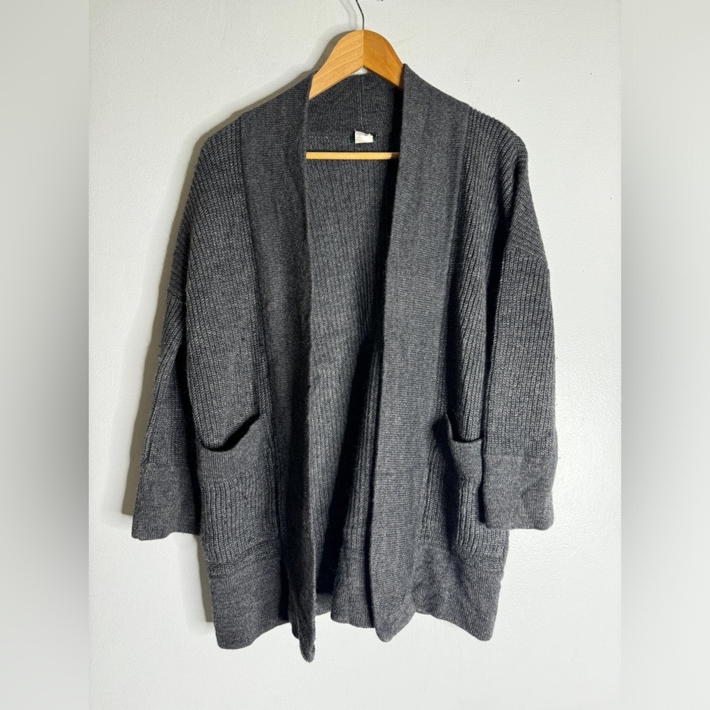 J Crew Snap Gray Wool Alpaca Blend Open Cardigan Sweater Cp